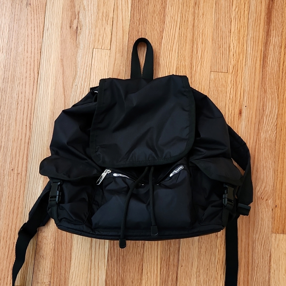 LeSportsac Medium Wayfarer drawstring nylon black backpack